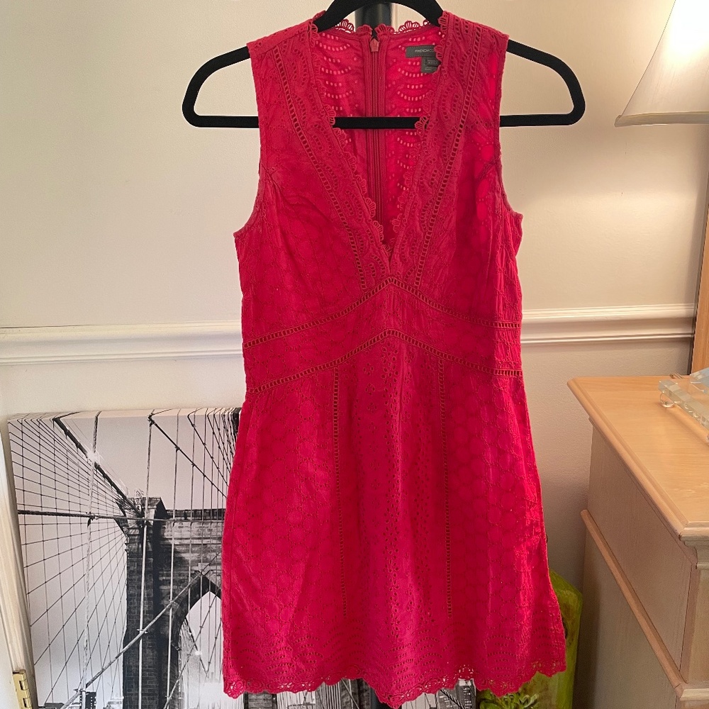 French Connection Magenta Pink Mini Lace Dress 2